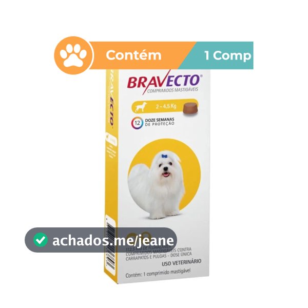 Antipulgas e Carrapatos Para Cães Bravecto 2kg a 4,5kg 112,5mg MSD