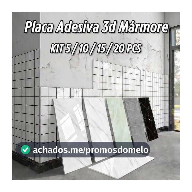 KIT 5-20 PCS Placa Adesiva 3d Mármore De Parede Relevo Lavável 30cm X 60cm