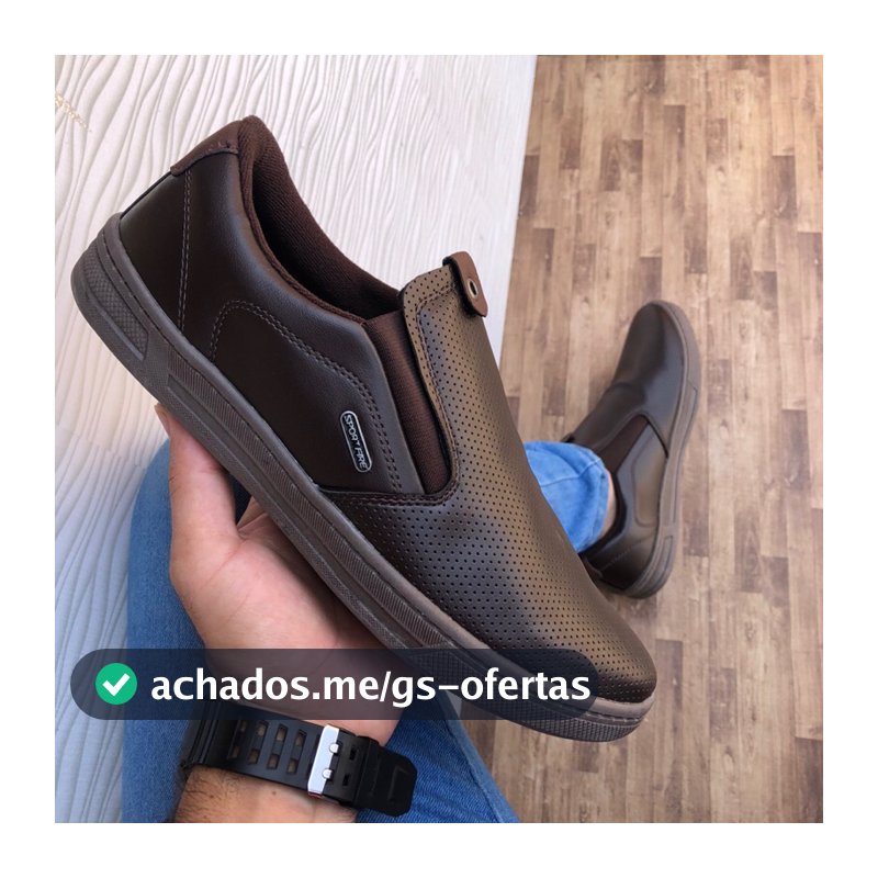 Sapato Iate Original Tenis Slip On Elástico Super Confortável - Sapatênis Preto Marrom Caramelo