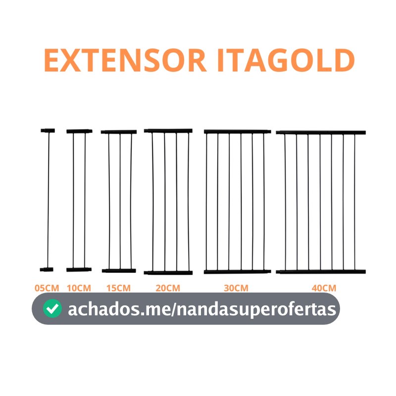 Prolongador Itagold Extensor Para Portão Pet Cachorro Criança Bebê Proteção Grande 68 cm de Altura