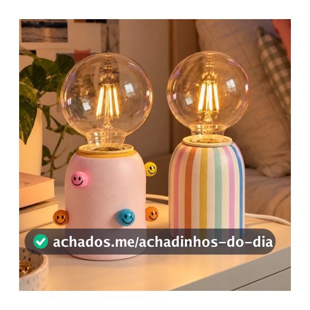 Luminária Smile Colorida - lampada inclusa - abajur decorativo artesanal em cerâmica