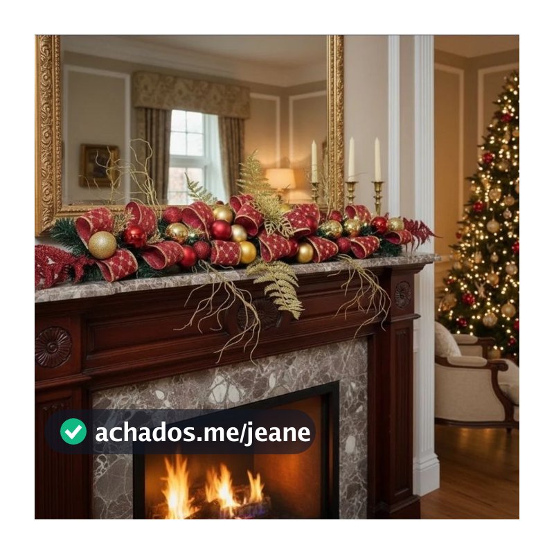 Arranjo De Mesa Natalino Dourado E Vermelho Luxo Iluminado Decoração de Natal Amor Lindo Luxo