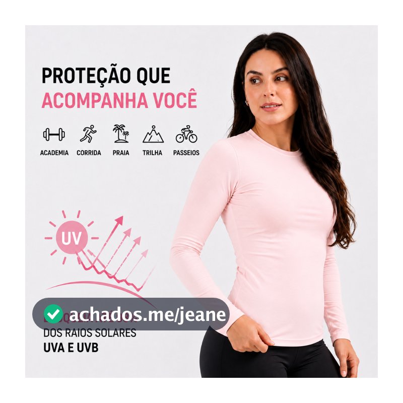 Camiseta Feminina Segunda Pele Básica Manga Longa Proteção Solar Uv 50+ Corrida Praia Fitnes Verão