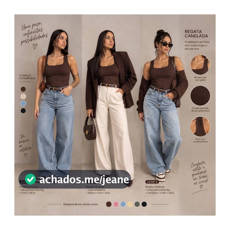 ✨ REGATA FEMININA CANELADA EM MALHA RIBANA – BÁSICA, VERSÁTIL E ESTILOSA PRETO OFF-WHITE MARROM BLUSA CASUAL KIT DIA