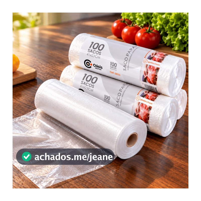 Saco para Alimentos em Rolo Oásis 41x27 cm Destacável para Geladeira Freezer e Organização de Cozinha