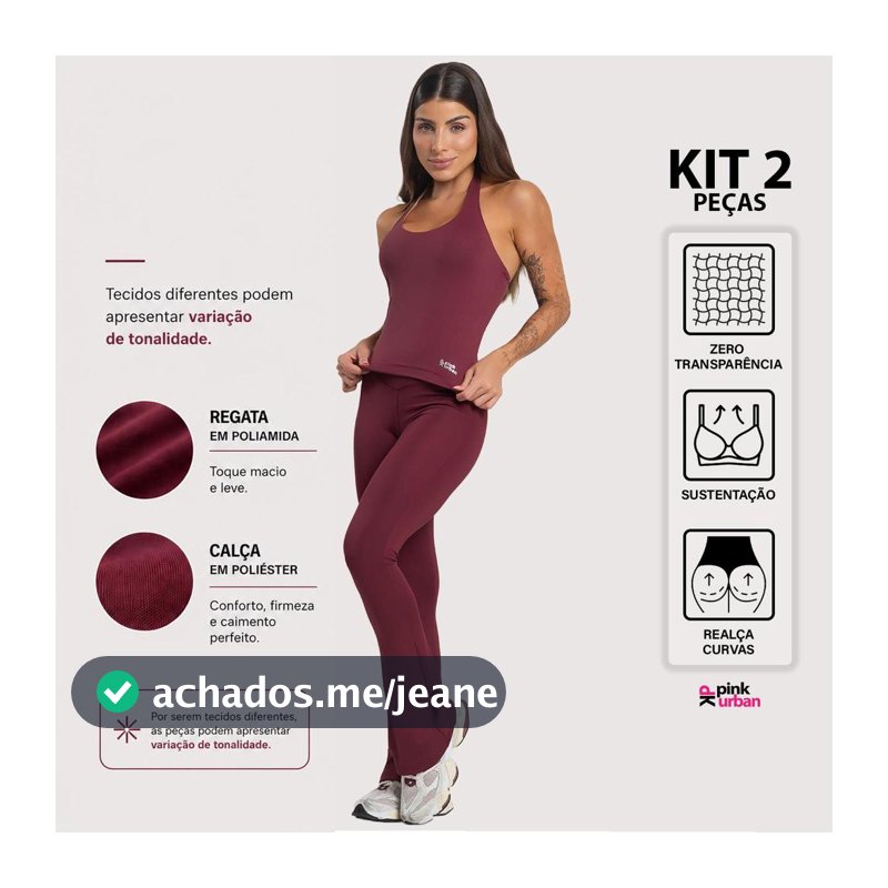 Kit Regata Frente Única Poliamida + Calça Flare Blackout Cintura Alta Conjunto Fitness Feminino Zero Transparência