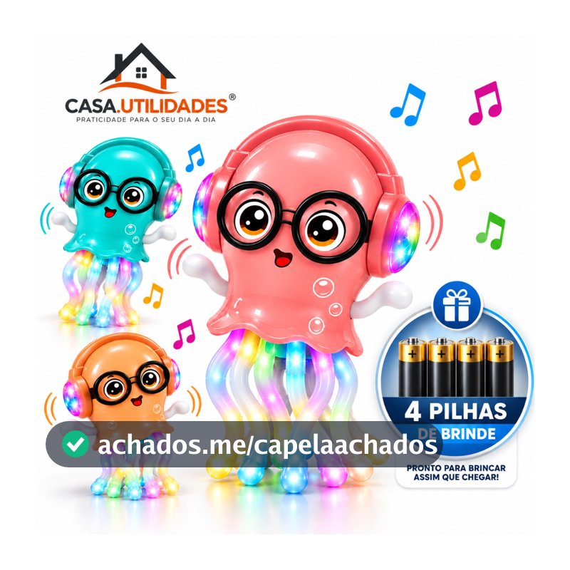 Brinquedo Polvo Dançante Musical com Luzes Coloridas e Movimento 360° Infantil Interativo para Bebês e Crianças