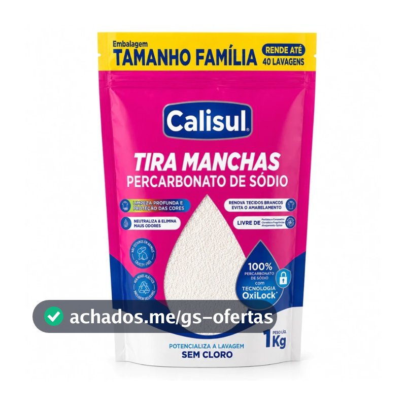 Percarbonato 100% Puro Tira Manchas Roupas Brancas e Coloridas