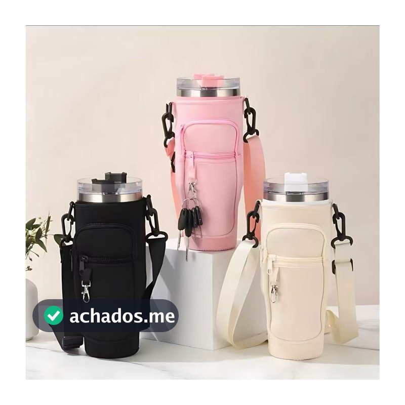 Bolsa Porta Garrafas De Água Compatível Com Copo 40oz 1200ml Para Celular Chaveiro Com Alça De Ombro Ajustável
