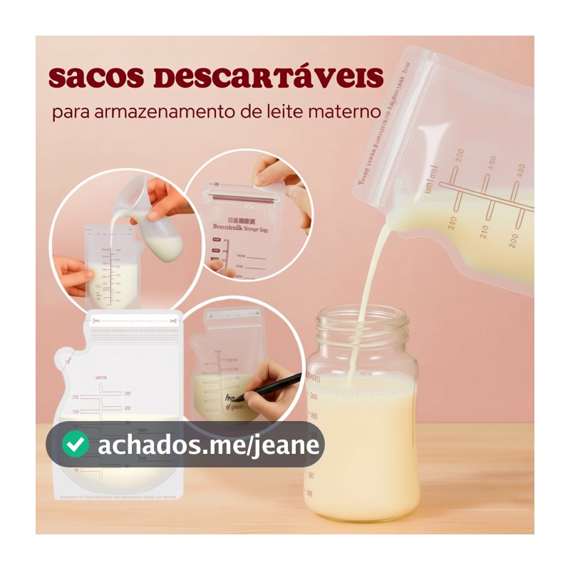 Sacos Coletor de Leite Materno 250ml Descartáveis com Escala de Medição e Congelador