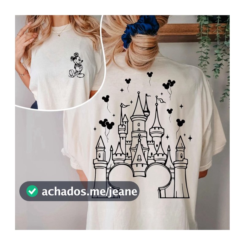 [Camiseta Premium Algodão Puro]LA Camiseta Feminina Off White Disney desenho 100% algodão