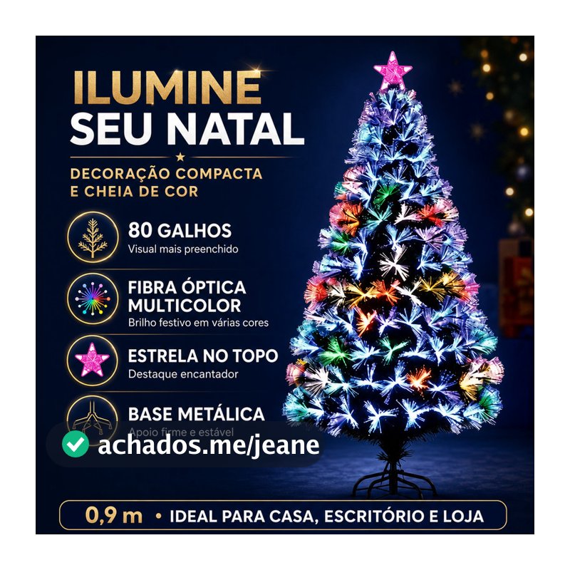 Árvore de natal LED fibra ótica Bivolt 90cm/120cm/150cm/180CM