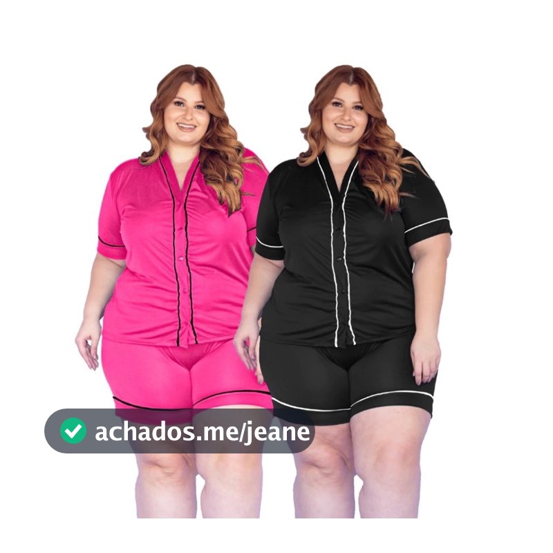 Kit 2 Pijamas Americano Plus Size Manga curta
