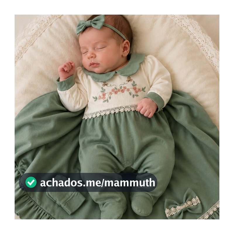 Saída Maternidade Menina Kit 04 Pçs Macacão C/ Mantinha Laço e Luvas Bordado Delicado