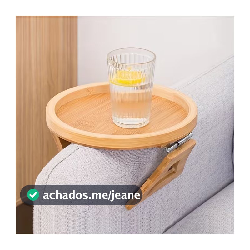 Bandeja Redonda Dobrável para Braço de Sofá 25cm