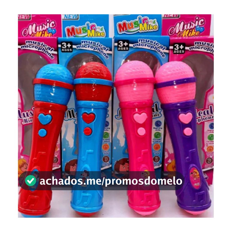 Microfone Infantil Musical com Som e Voz para Cantor Karaoke