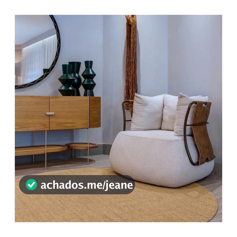 Tapete Sisal Natural Basic Bege Redondo Casa 2,00x2,00