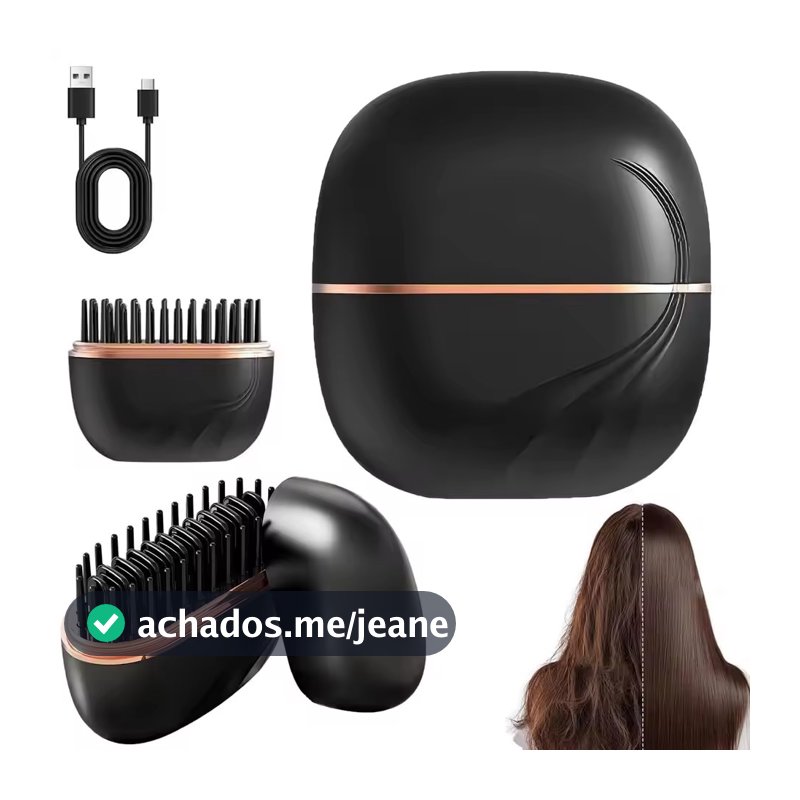 Escova Alisante de Cabelo Mini Recarregável Portátil, Estrutura Antiqueimadura, Chapinha Sem Fio Compacta para Viagem