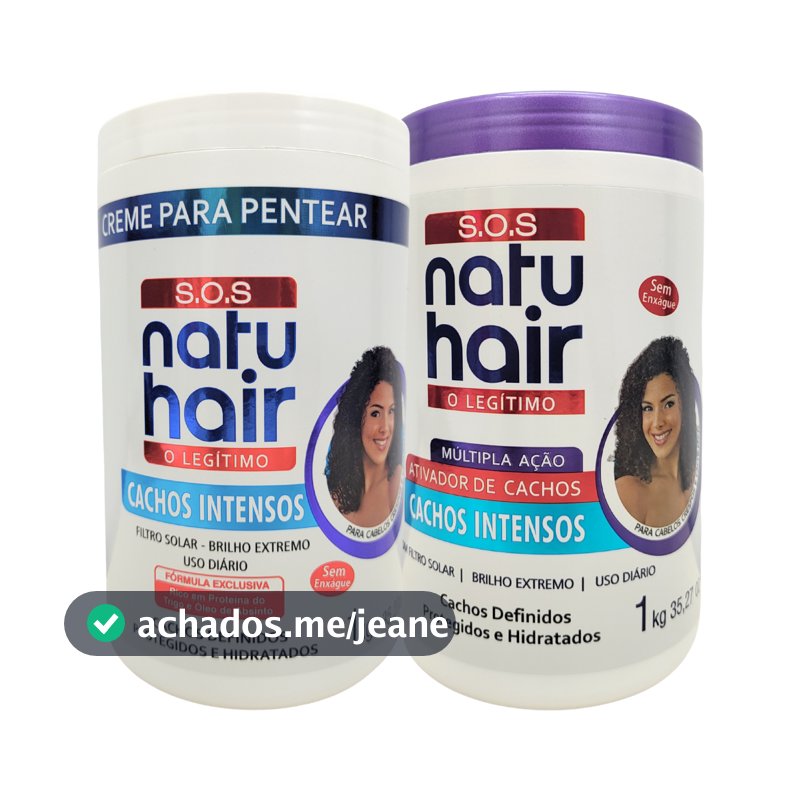 Kit Creme para Pentear Cachos Intensos + Ativador de Cachos [ Cachos Intensos] SOS Natuhair 1kg