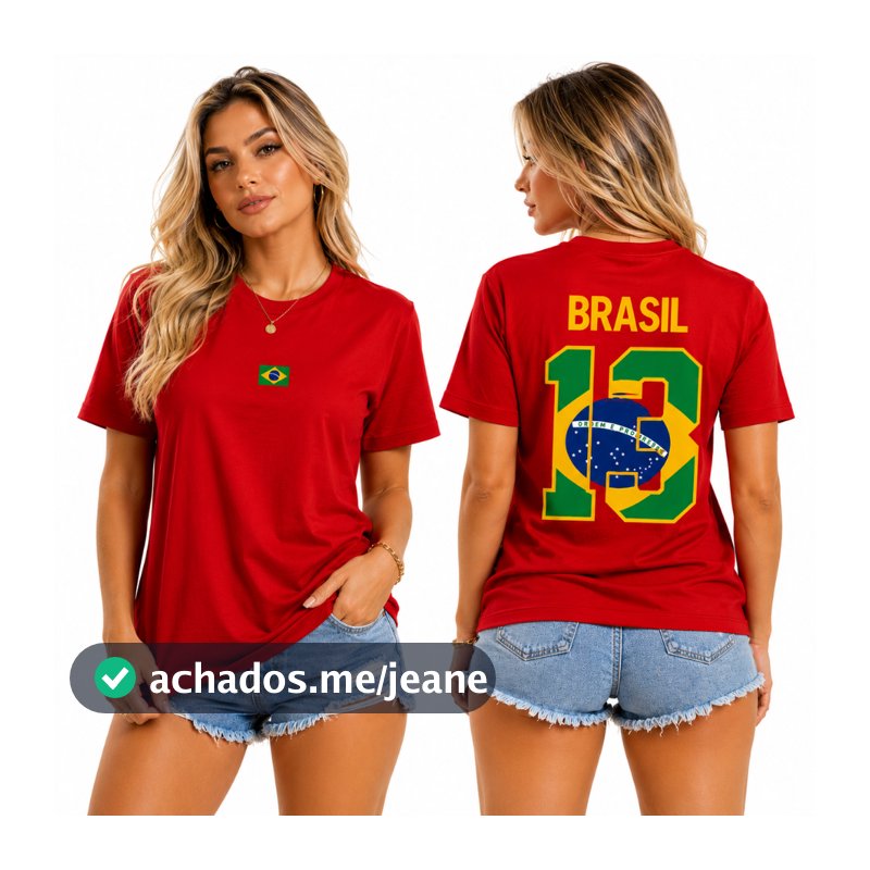 Camiseta Brasil Unissex Estampa Bandeira Brasileira Camisa Casual Algodão