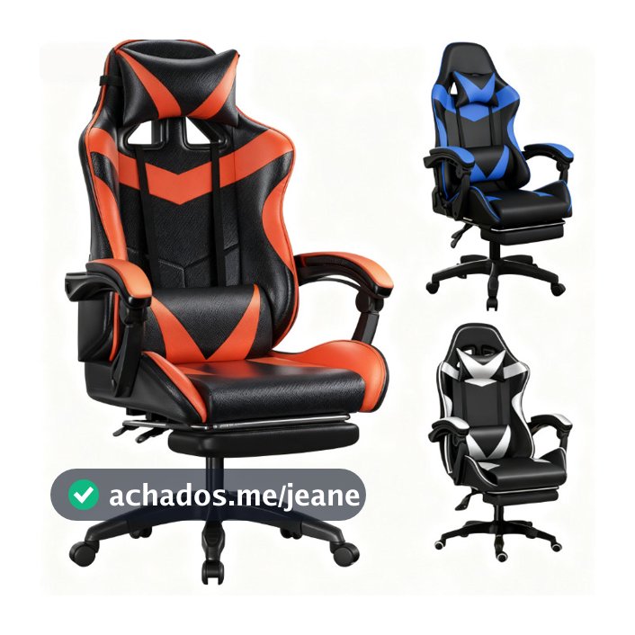 Cadeira Gamer Ergonômica Profissional Reclinável com Apoio para Pés e Altura Ajustável para Escritório e Casa
