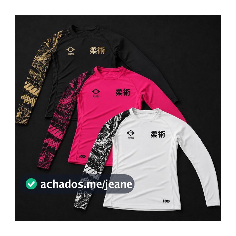 Camiseta Rash Guard Unissex Dragão Jiu Jitsu Manga Longa Compressão Treino MMA UV50+
