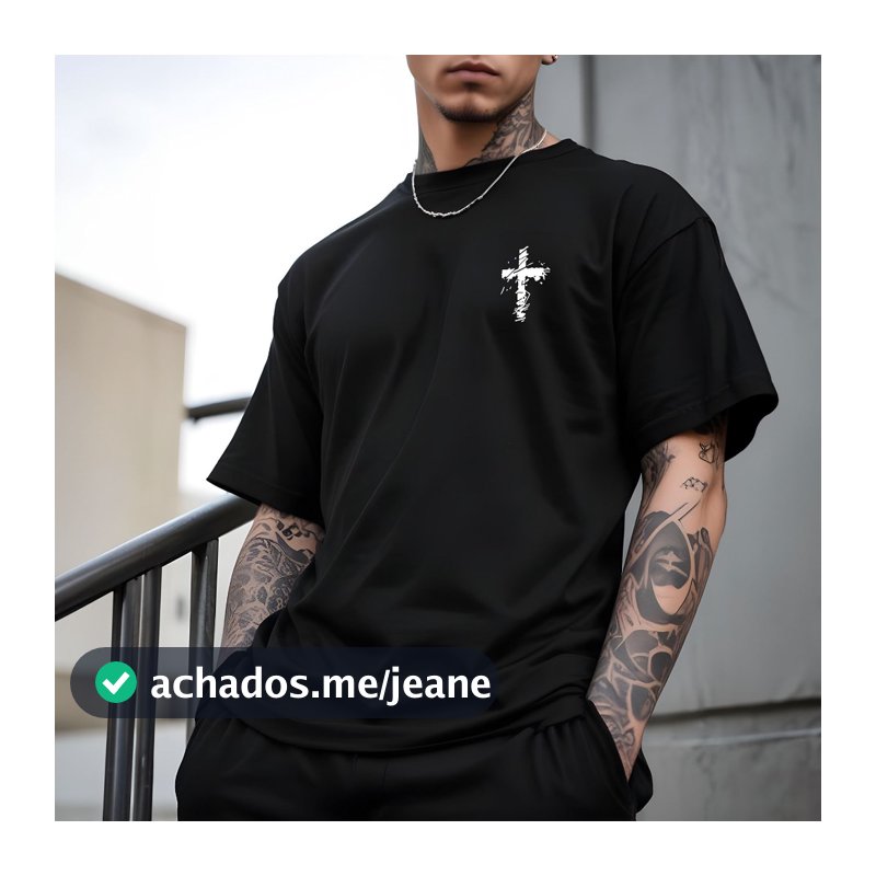 Camiseta Blusa Cruz Mini Masculina Camisa Street Faith Camisa Manfinity 100% Algodão