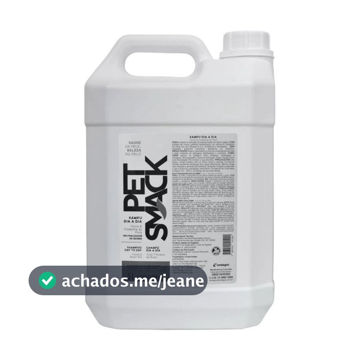 Pet Smack Dia a Dia Shampoo 5L Eliminador de Odores para Cães Centagro