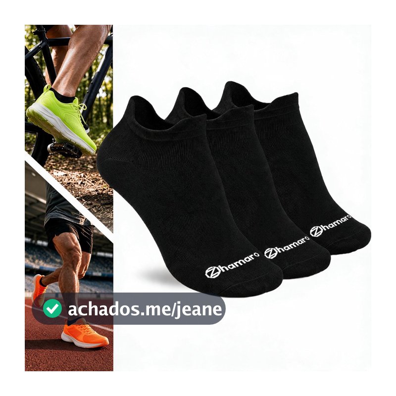 Kit 3 Pares Meias Poliamida Corrida Zhamaro Performance Dry Fit Cano Curto Ciclismo Academia Running