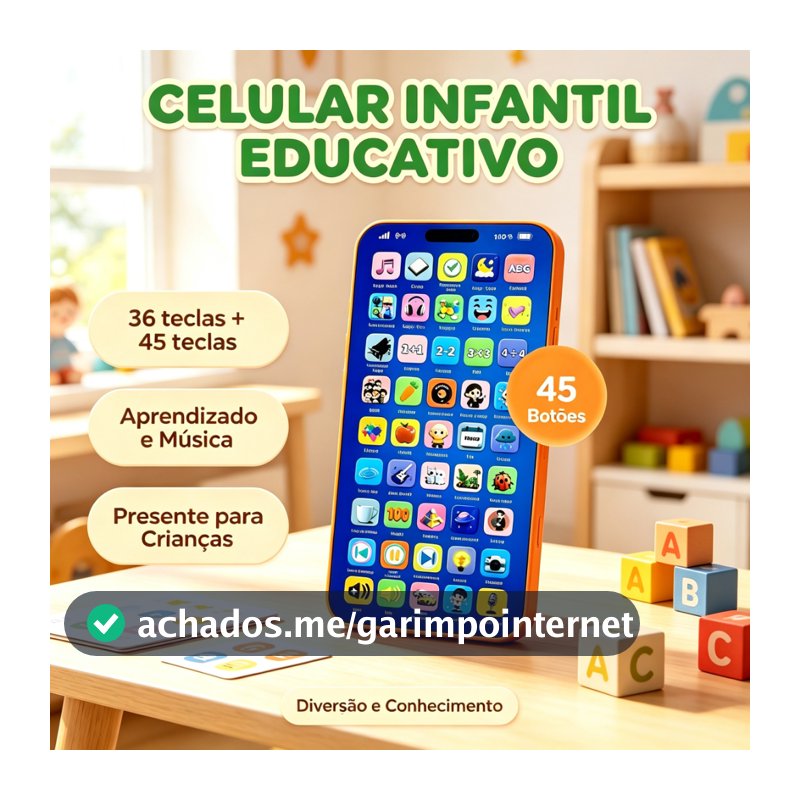 Celular Infantil Telefone de Brinquedo Educativo Recarregável Interativo Musical para Bebês