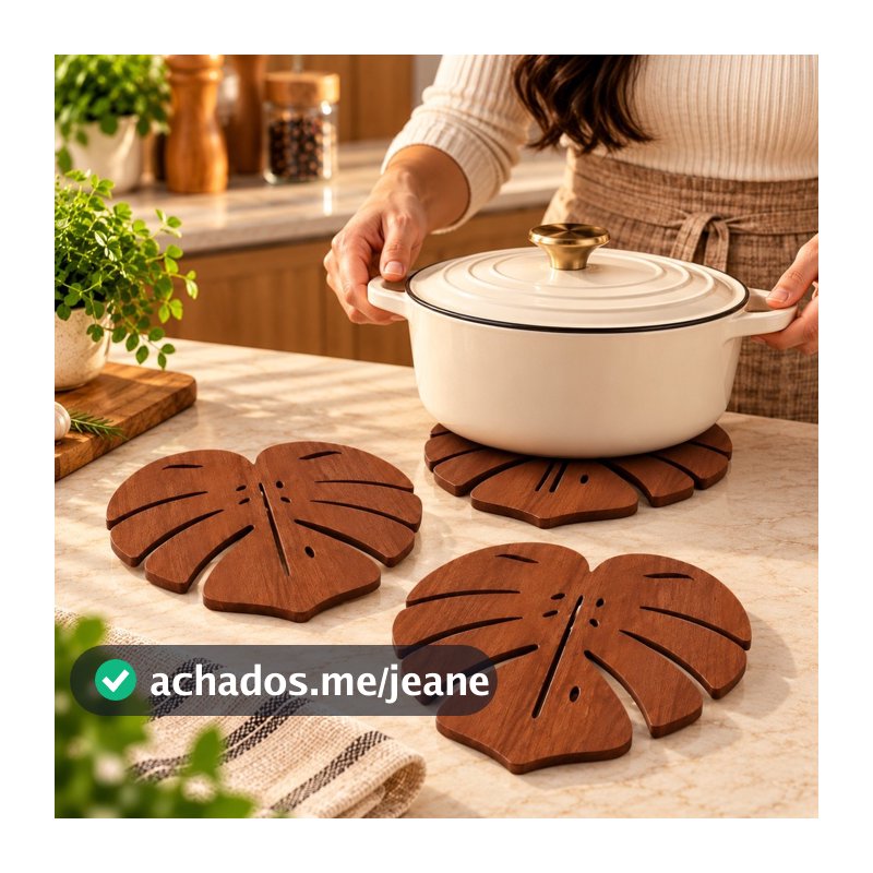 Kit Descansos De Panela De Madeira Impermeável Costela De Adão Panela Quente Diversas Cores - Envio Imediato