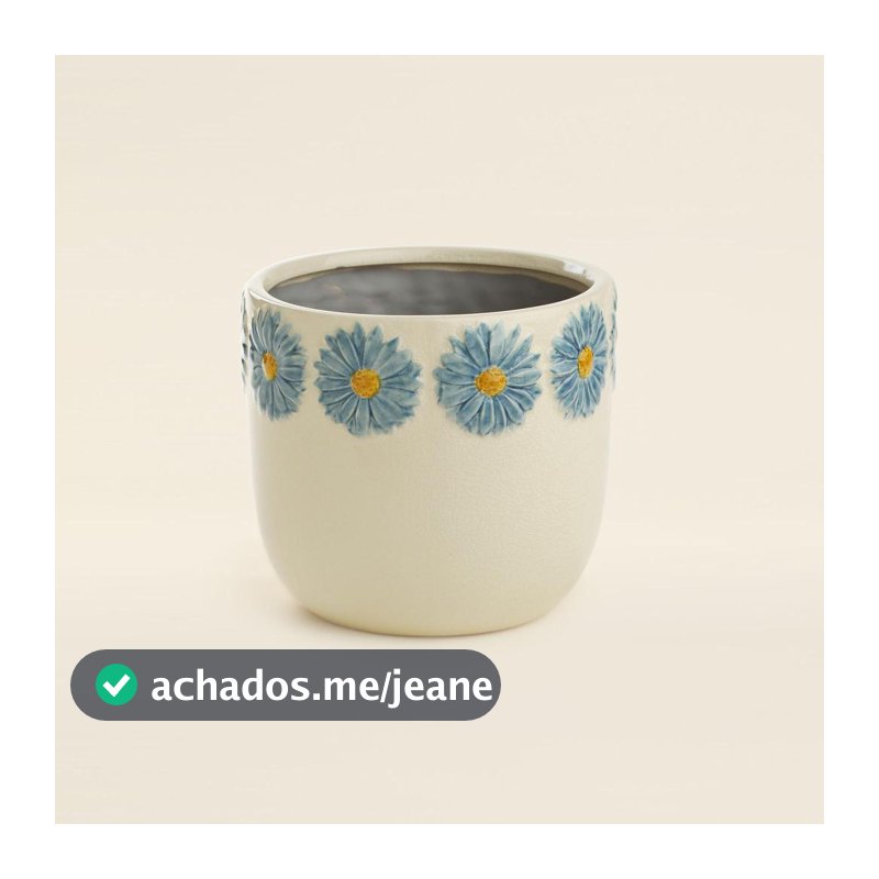 Cachepot Margaridas Cerâmica 15x17cm - A\CASA