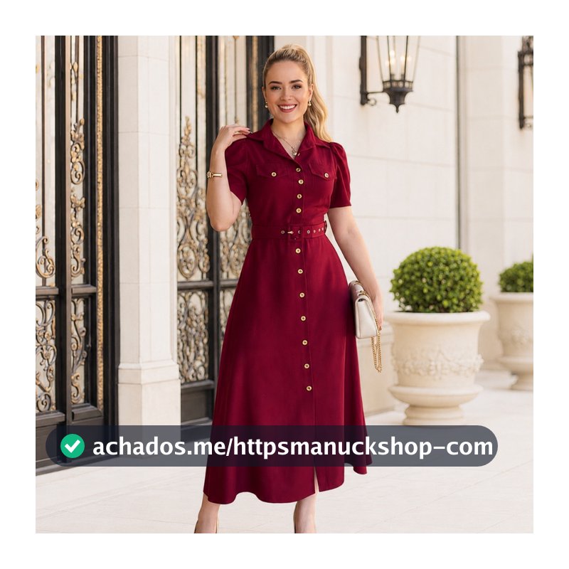 Vestido Chemise Max Midi Liso Sensorial com Botões moda feminina