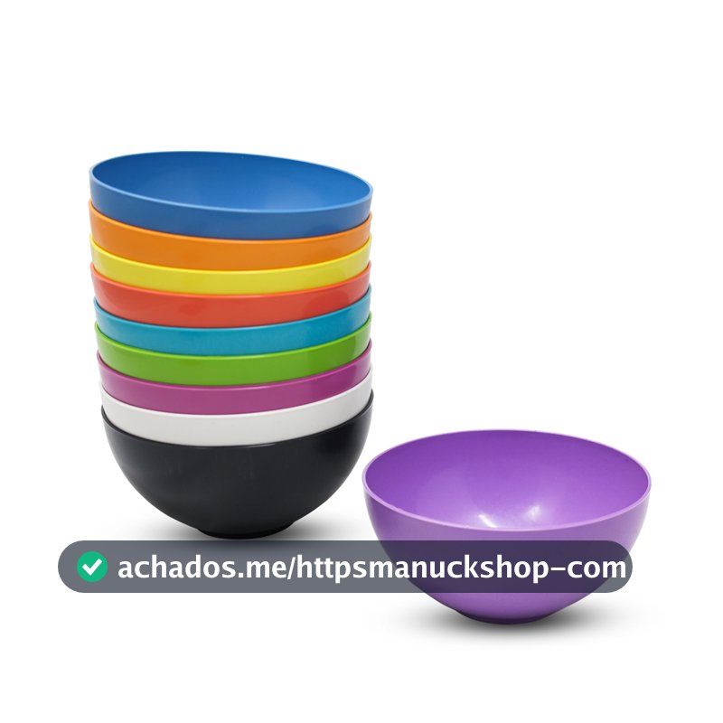 Kit 10 Potes Cozinha 380ml Tigelas Cumbucas Bowls Plástico Colorido Vivas Açaí Sorvete Doce Salgado