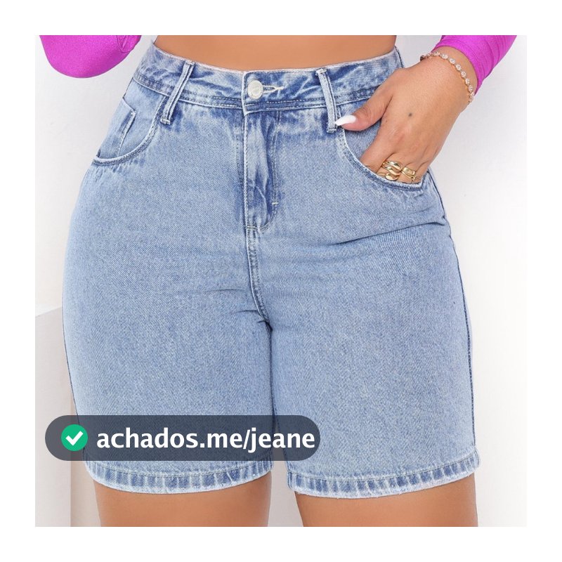Bermuda Feminina Mom Jeans Levanta Bumbum Cintura Alta
