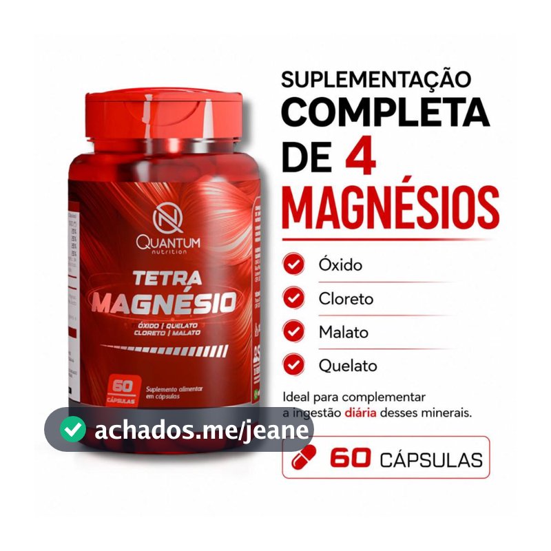 Tetra Magnésio 4 em 1 Óxido Quelato Cloreto e Malato Energia Memória Suplemento Quantum Nutrition