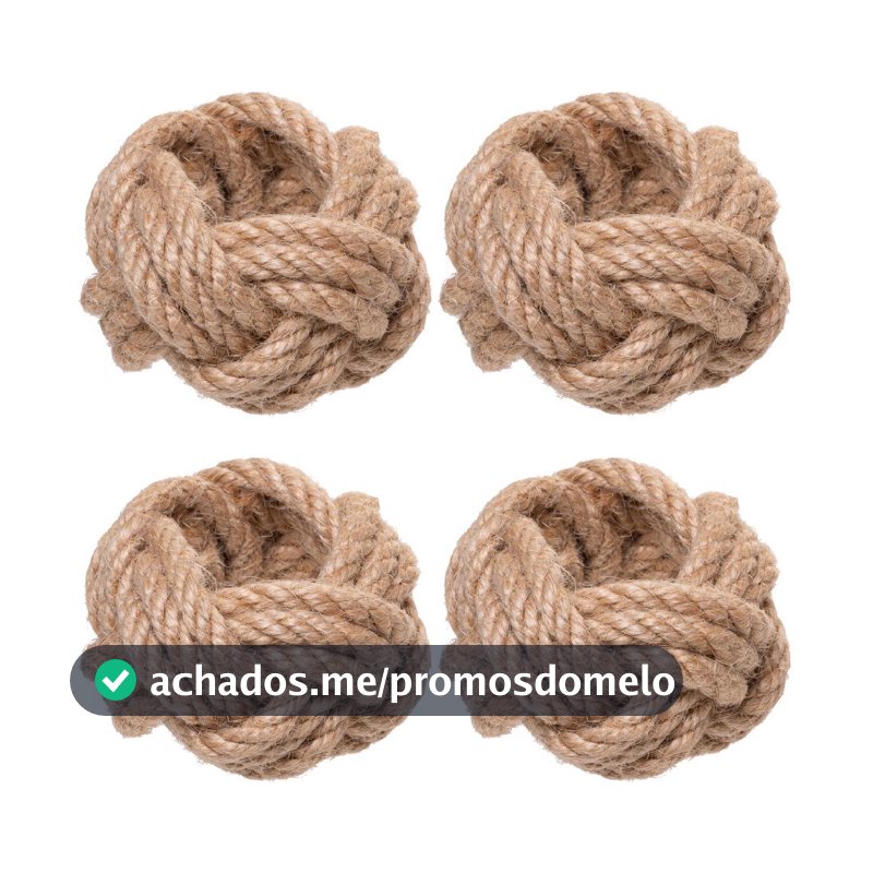 Conjunto 4 Anéis para Guardanapos Linoria Fibra Natural Wolff Decoração Mesa Posta Jantar Sala Sofisticada Elegante Casa