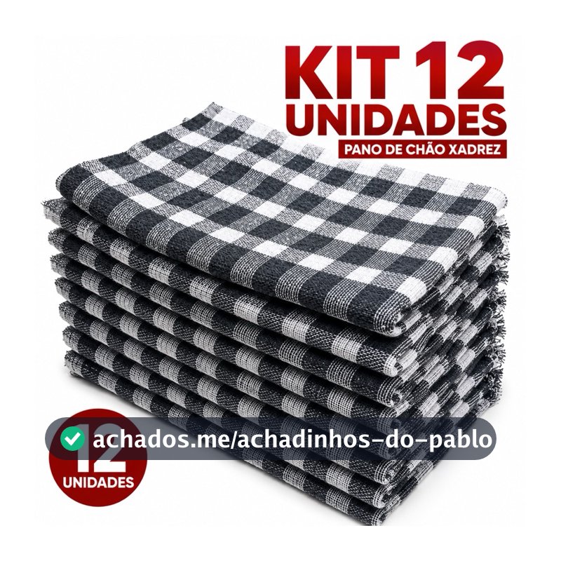 Kit Pano de Chao Xadrez Extra Grande 45x75cm