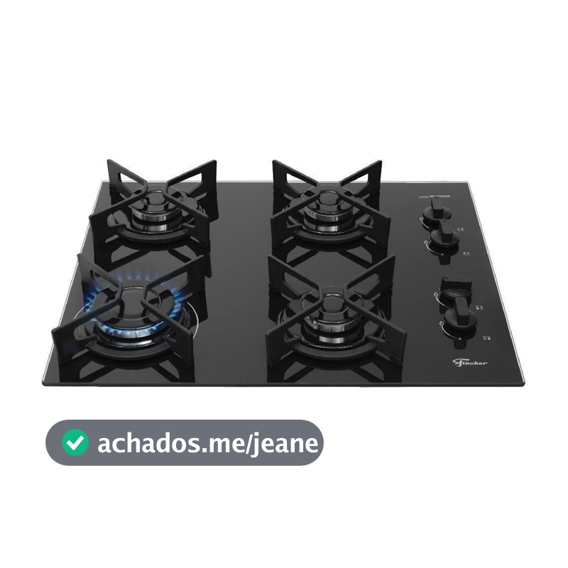 Cooktop a Gás Fischer 4 Bocas Fit Line Trempe Iron Preto Bivolt
