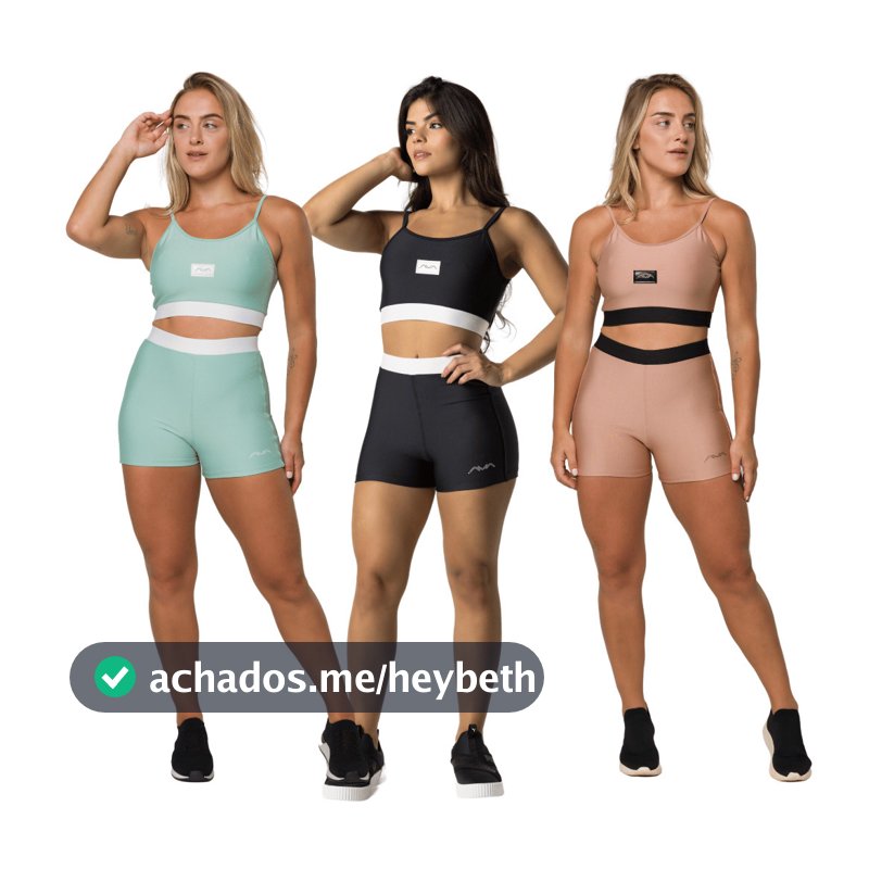 Conjunto Feminino Academia Suplex Poliamida Top e Short Com Elástico No Cós AVA Fitness
