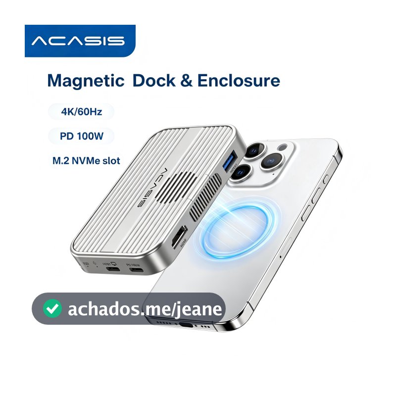 ACASIS Estação de Conectividade com Bloco para SSD 10Gbps USB-C Magnético com Ventilador de Arrefecimento para Série