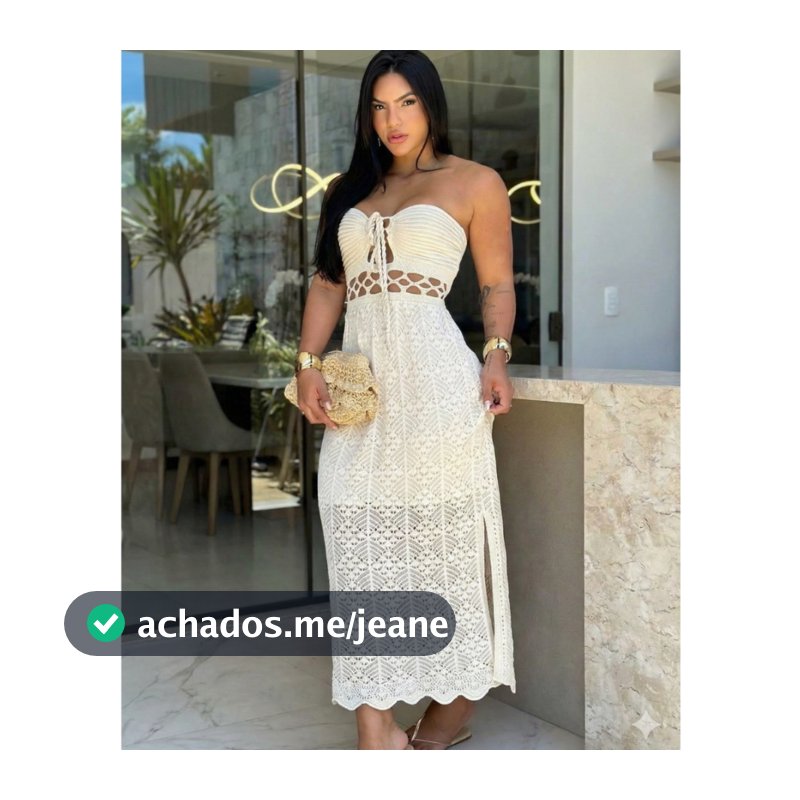 Vestido Ilha Bela Tricot Rendado Longo Confortável Praia