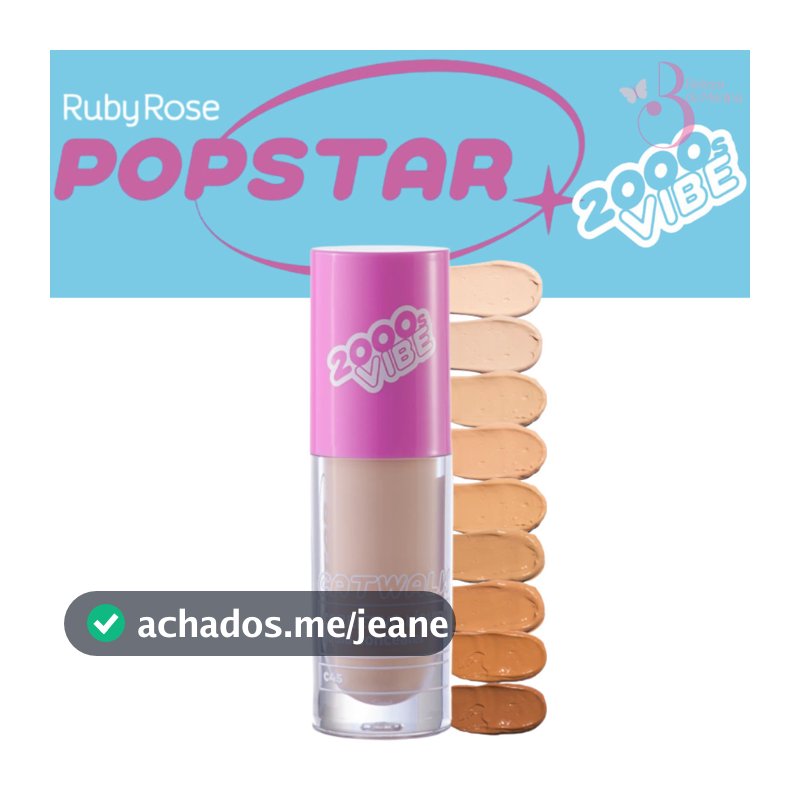 Ruby Rose Corretivo Líquido Catwalk Popstar–Alta Cobertura, Neutraliza e Camufla Manchas 2000 Vibes G1/G2
