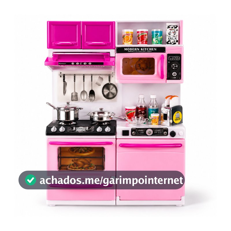 Cozinha Infantil Completa Kit de Brinquedo Com Armários Fogão Geladeira e Acessórios Som e Luzes Lullie