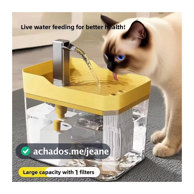 Fonte Para Gatos Automática Bebedouro Purificador de Água Bivolt Com Filtro