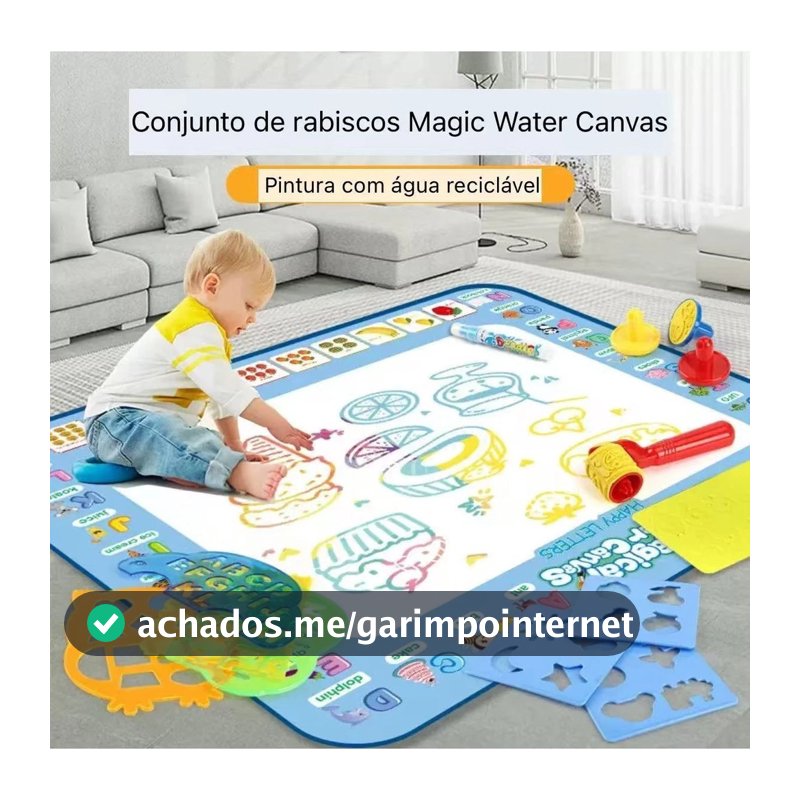Tapete de Água Mágico Brinquedo Educativo para Criatividade Reutilizável com 3 Canetas Presente Yumi