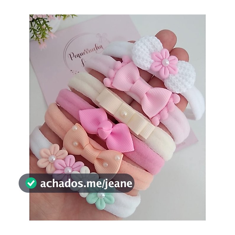 Kit 6 Faixinhas de Cabelo Para Bebê Menina Laço  RN Meia de Seda Confortável Maternidade Enxoval Luxo