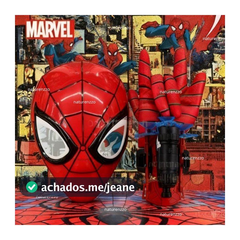 Kit Luva Lança Teia + Máscara Do Homem Aranha  Brinquedo infantil Lançador Dardos