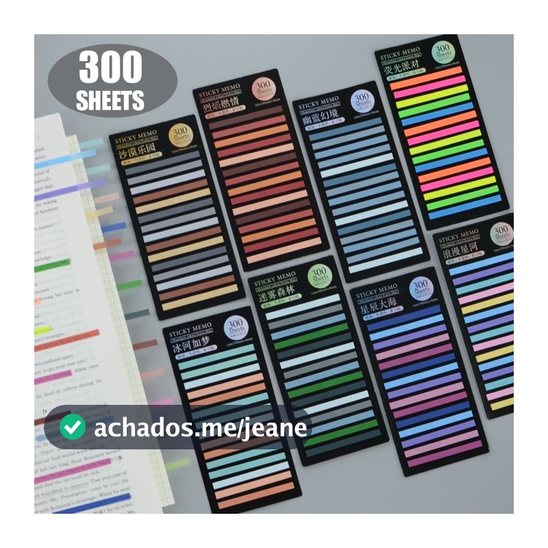 300 Folhas Notas Adesivas Auto-De Leitura Books Bookmarks Bloco De Papelaria Estética