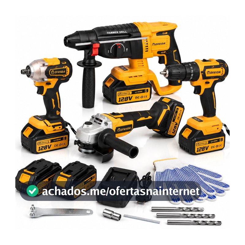 Kit Ferramentas Elétricas Bateria 48V Conjunto 4 Peças Profissional